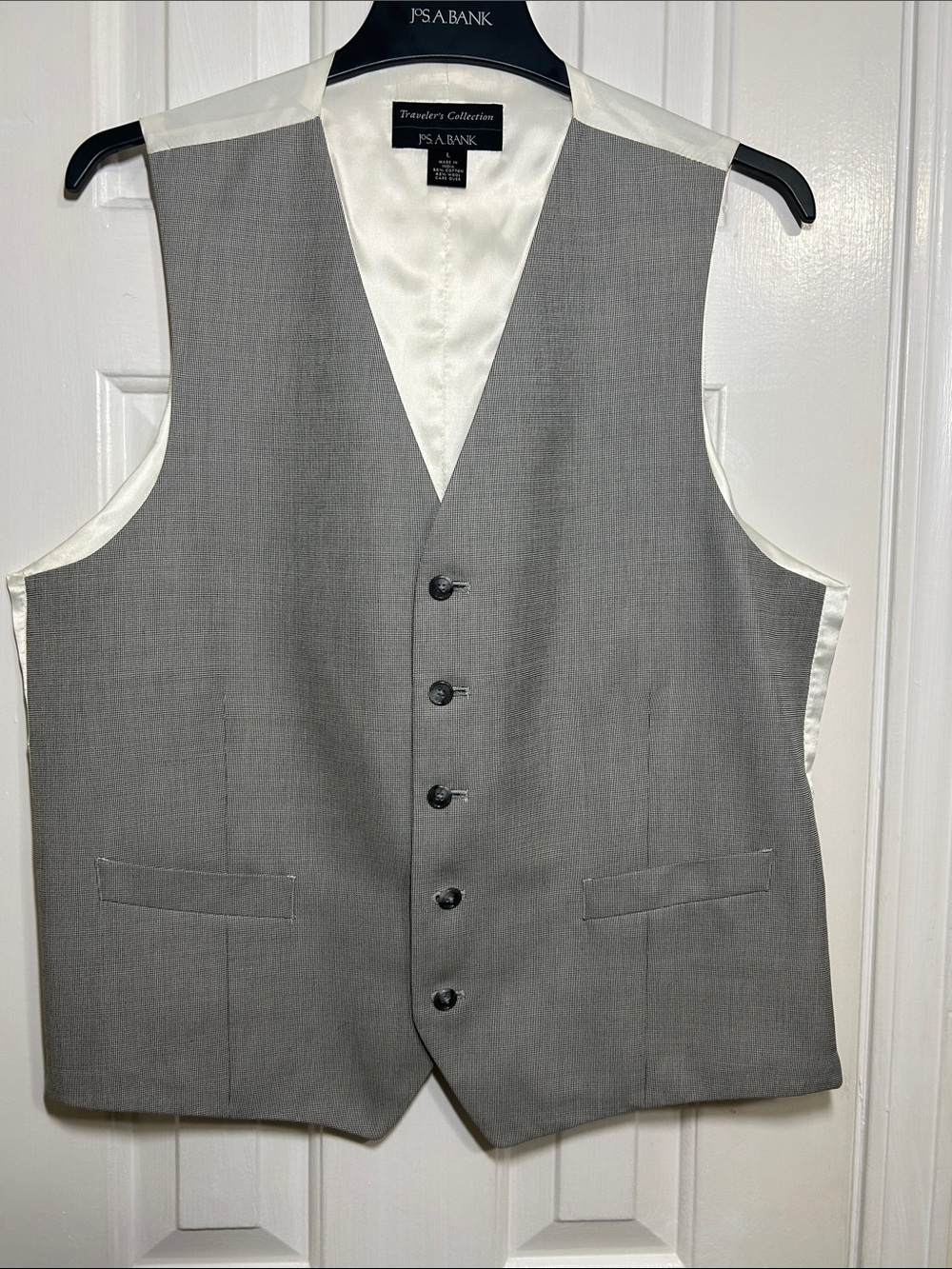 Jos. A. Bank Men's Gray Dress Vest - Traveler's Collection, Large, EUC